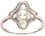 Art Deco Platinum Ring set with Five Old Mine Cut Diamonds