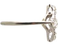 Art Deco Platinum Ring set with Five Old Mine Cut Diamonds