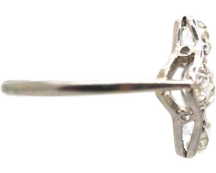 Art Deco Platinum Ring set with Five Old Mine Cut Diamonds