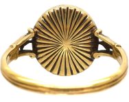 Georgian 15ct Gold & Silver, Blue Enamel & Diamond Oval Cluster Ring