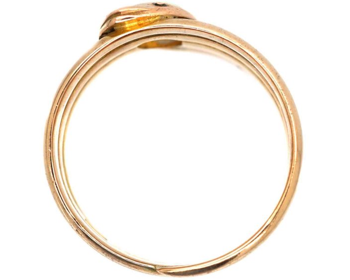 Early 20th Century 9ct Large Gold Snake Ring set with an Opal