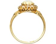 Edwardian 18ct Opal & Diamond Cluster Ring with Diamond set Shoulders