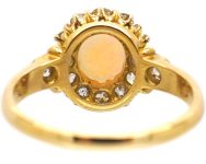 Edwardian 18ct Opal & Diamond Cluster Ring with Diamond set Shoulders