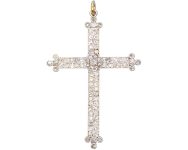 Edwardian 18ct White Gold Diamond Cross Pendant in Original Case