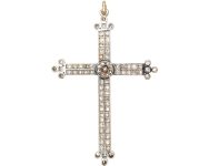 Edwardian 18ct White Gold Diamond Cross Pendant in Original Case