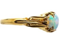 Edwardian 18ct Gold, Five Stone Cabochon Opal Ring with Rose Diamond Points