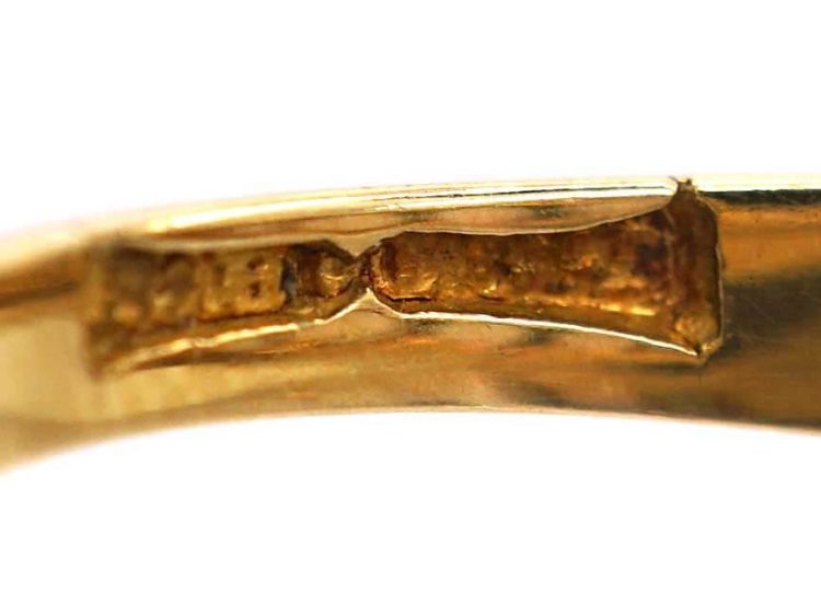 Edwardian 18ct Gold, Five Stone Cabochon Opal Ring with Rose Diamond Points