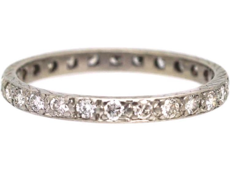 Early 20th Century Platinum Narrow Eternity Ring set with Diamonds