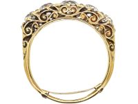 Victorian 18ct Gold, Carved Half Hoop Five Stone Diamond Ring
