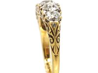 Victorian 18ct Gold, Carved Half Hoop Five Stone Diamond Ring