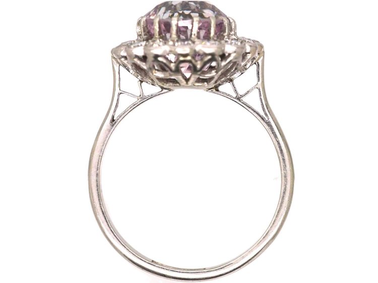 Early 20th Century Platinum, Pink Sapphire & Diamond Ring
