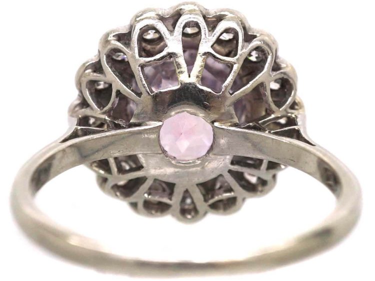 Early 20th Century Platinum, Pink Sapphire & Diamond Ring