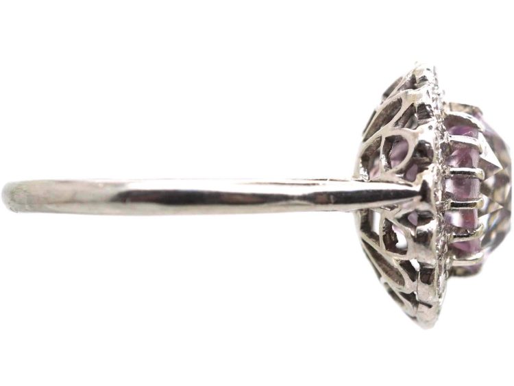 Early 20th Century Platinum, Pink Sapphire & Diamond Ring