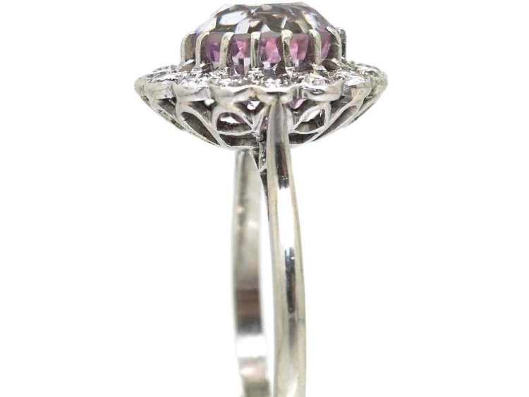 Early 20th Century Platinum, Pink Sapphire & Diamond Ring