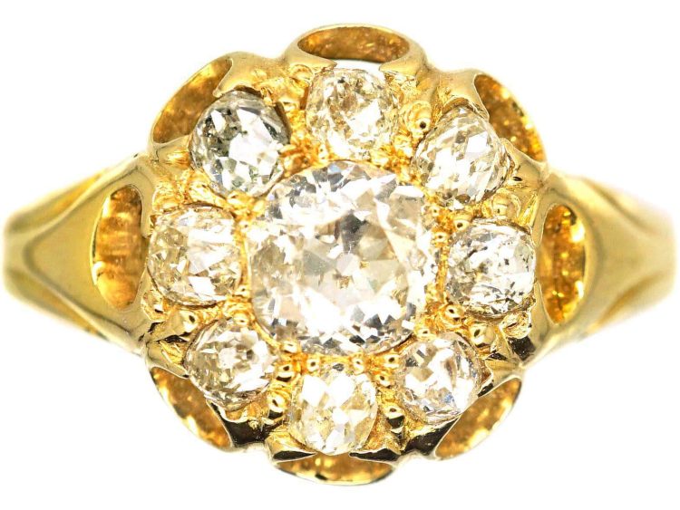 Victorian 18ct Yellow Gold, Diamond Cluster Ring