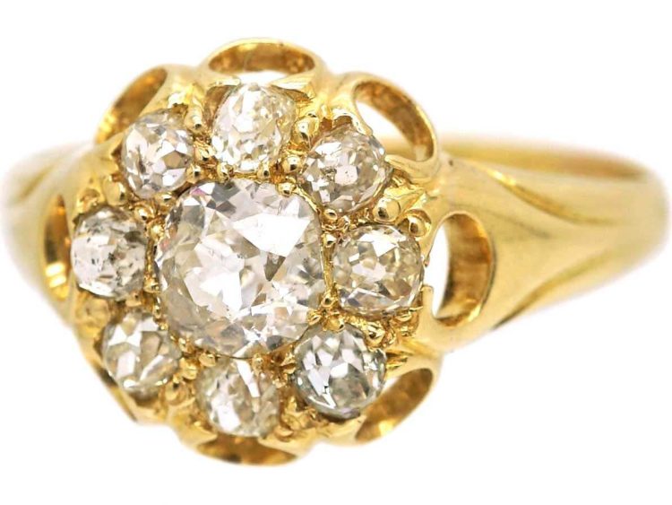 Victorian 18ct Yellow Gold, Diamond Cluster Ring