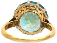 Art Deco 18ct Gold & Platinum Ring set with a Large Blue Zircon