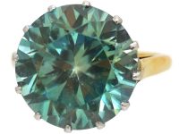 Art Deco 18ct Gold & Platinum Ring set with a Large Blue Zircon
