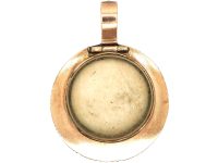 Georgian 9ct Gold & Natural Split Pearl Pendant with Miniature of Lady