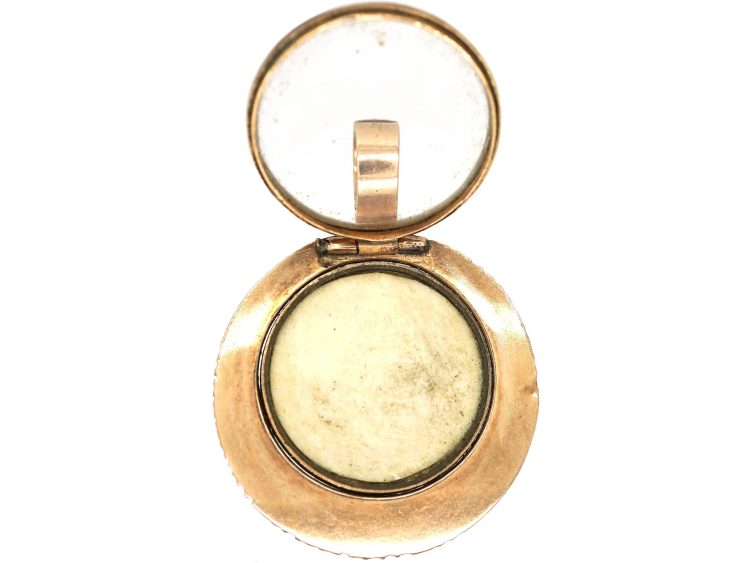 Georgian 9ct Gold & Natural Split Pearl Pendant with Miniature of Lady