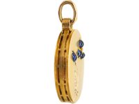 Early 20th Century Russian 14ct Gold Round Locket set with Sapphires & Diamonds by Samuel Tillander