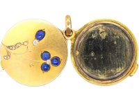 Early 20th Century Russian 14ct Gold Round Locket set with Sapphires & Diamonds by Samuel Tillander