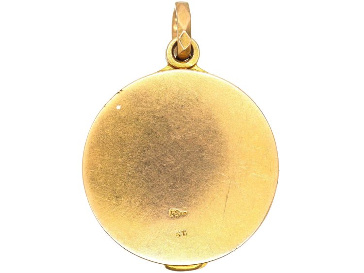 Early 20th Century Russian 14ct Gold Round Locket set with Sapphires & Diamonds by Samuel Tillander