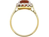Mid 20th Century 18ct Gold & Platinum, Rectangular Ring set with a Madeira Citrine & Diamonds