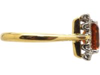 Mid 20th Century 18ct Gold & Platinum, Rectangular Ring set with a Madeira Citrine & Diamonds