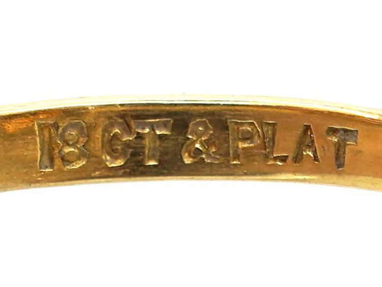 Mid 20th Century 18ct Gold & Platinum, Rectangular Ring set with a Madeira Citrine & Diamonds