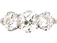 Early 20th Century Platinum Three Stone Diamond Ring