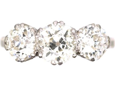 Early 20th Century Platinum Three Stone Diamond Ring