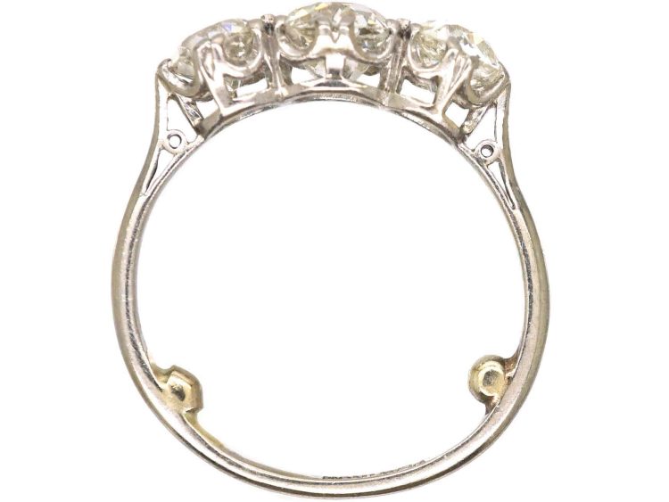 Early 20th Century Platinum Three Stone Diamond Ring