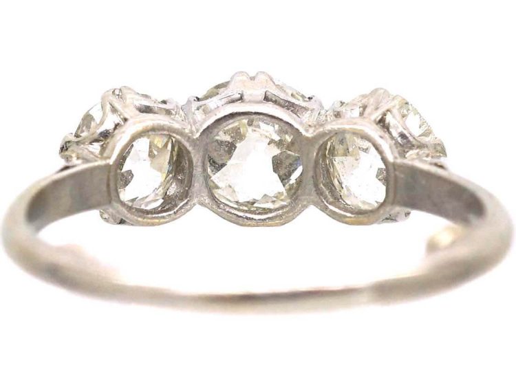 Early 20th Century Platinum Three Stone Diamond Ring