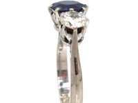 Mid 20th Century 18ct White Gold & Platinum, Sapphire & Diamond Three Stone Ring