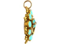 Regency 15ct Two Colour Gold Forget me Not Pendant set with Turquoise