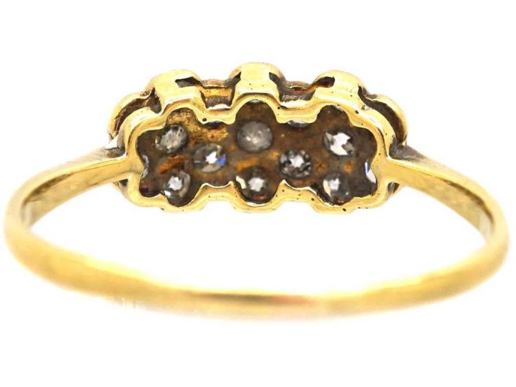 Edwardian 18ct Gold & Platinum, Triple Diamond Cluster Ring