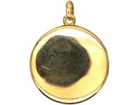 Edwardian 15ct Gold & Platinum Round Locket with Rose Diamond set Swag & Bow Motif