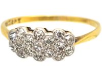 Edwardian 18ct Gold & Platinum, Triple Diamond Cluster Ring