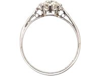 Art Deco Platinum, Diamond Solitaire Ring with Diamond set Shoulders
