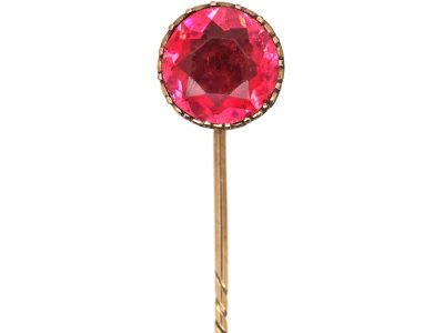 Georgian 9ct Gold Tie Pin set with a Pink Paste