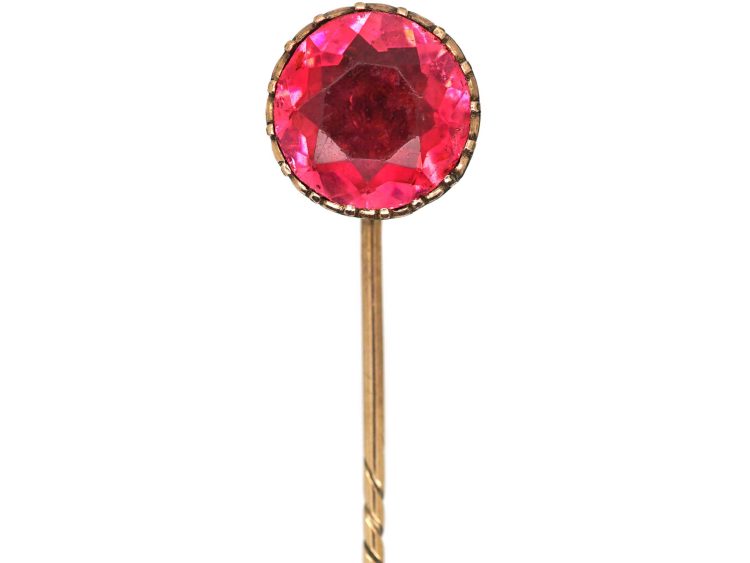 Georgian 9ct Gold Tie Pin set with a Pink Paste