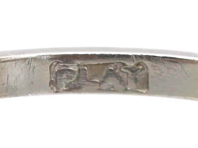 Art Deco Platinum, Diamond Solitaire Ring with Diamond set Shoulders