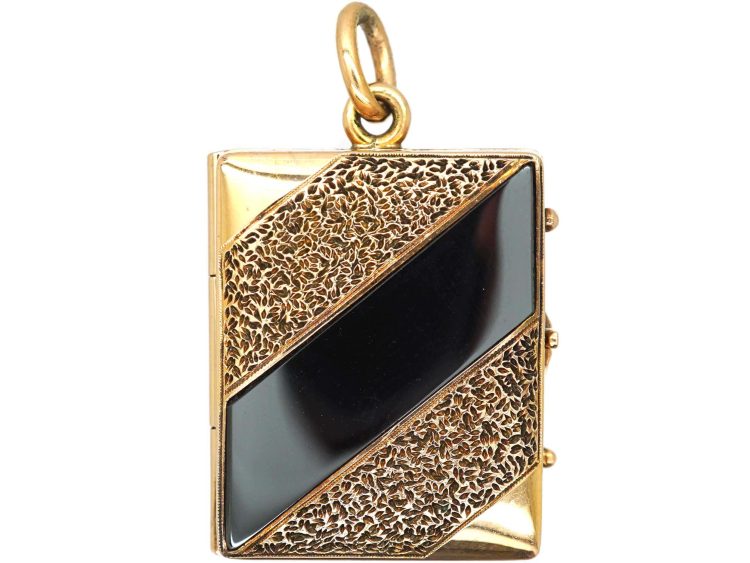 19th Century 14ct Gold & Onyx Rectangular Shaped Locket