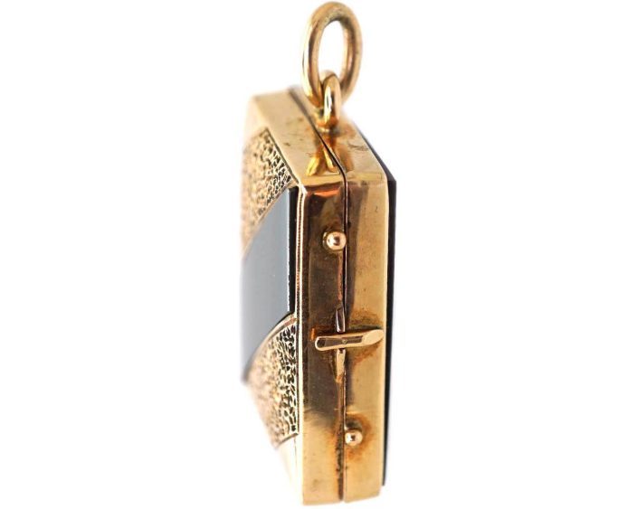 19th Century 14ct Gold & Onyx Rectangular Shaped Locket