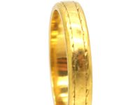 18ct Gold Wedding Ring with Incised Motif Assayed in 1977