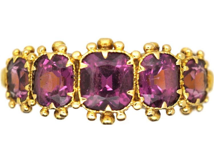 Regency 15ct Gold Almandine Garnet Five Stone Ring