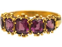 Regency 15ct Gold Almandine Garnet Five Stone Ring