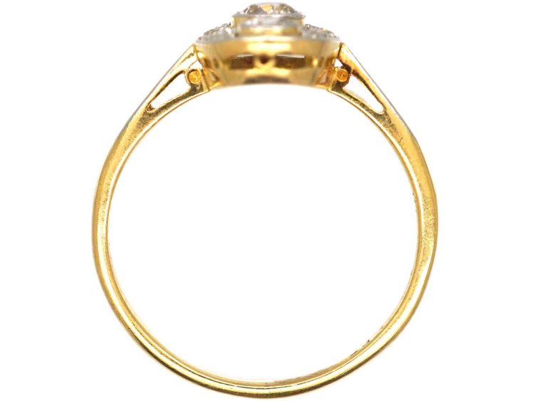 Art Deco 18ct Gold & Platinum Oval Shape Ring set with Diamonds