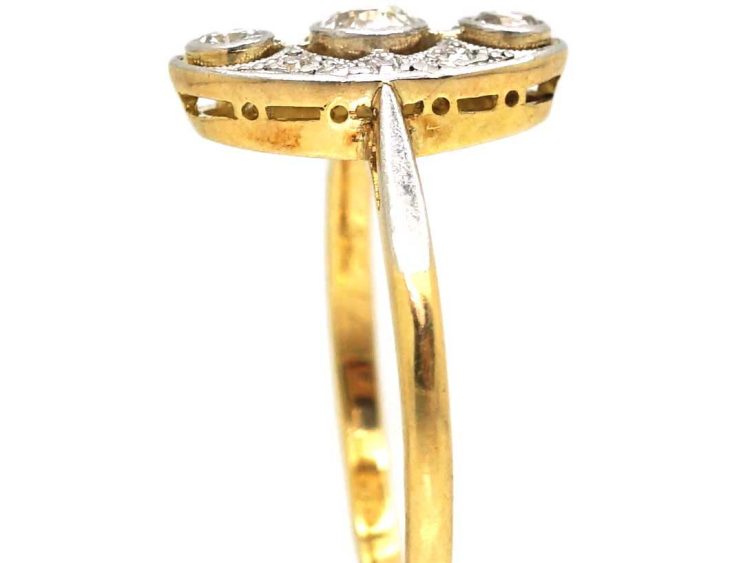 Art Deco 18ct Gold & Platinum Oval Shape Ring set with Diamonds